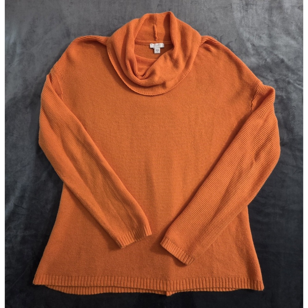 J.Jill Cowl Neck Light Knit Soft Sunset Orange Medium Sweater